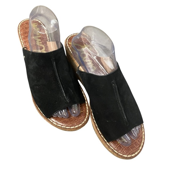 Sam Edelman Ranger Sandal  Black Suede Cork Platform Wedge Slides Women Size 10‎ - Picture 2 of 11